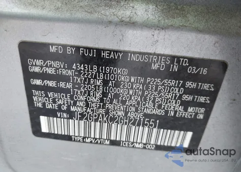 2016 Subaru Crosstrek 2.0I Limited из США, поврежденный, VIN JF2GPAKC2GH271551